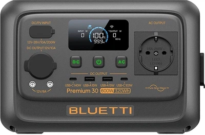 Зарядна станція Bluetti Premium 30 V2 / 600 Вт / 320 Вт⋅год / LiFePO4 (P-PR30V2-EU-GY-BL-010)