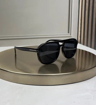 Сонцезахисні окуляри Tom Ford FT1022 чорні авіатор, темно-синя лінза, подвійний міст, унісекс,