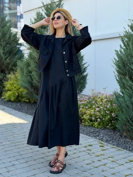 Жіночий літній комплект (сукня міді+жакет) Uaclothes 52-54 Чорний (like38616-190501396)