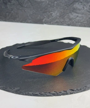 Сонцезахисні окуляри Oakley M Frame чорні матові з лінзою Fire Iridium, спортивний щиток, культові, чоловічі,