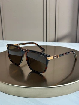 Сонцезахисні окуляри Chopard SCH359V черепахові прямокутні з золотом, коричнева лінза, подвійний міст, чоловічі,