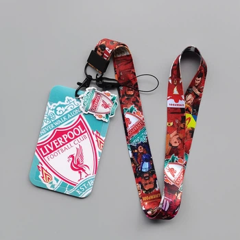 Шнурок для ключей и телефона с картхолдером ФК Ливерпуль (Liverpool FC) — Лента-ремешок для бейджа и ID-карт, 45 см