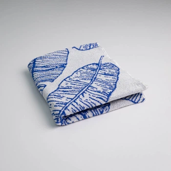 Махровое полотенце с рисунком перо GM Textile 50х90см 400г/м2 (Синий)
