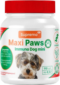Витамины Supremo Maxi Paws для иммунитета собак малых пород, таблетки 110 шт. х 0.5 г (4820275973665)