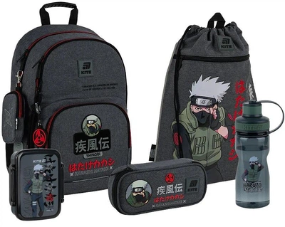 Шкільний набір 5 в 1 Kite Education Naruto Shippuden (рюкзак ортопедичний, пенал, сумка, пляшка, ланчбокс)