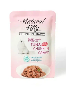 Влажный корм Natural Kitty для кошек с курицей и тунцом в соусе 12 шт х 85 г