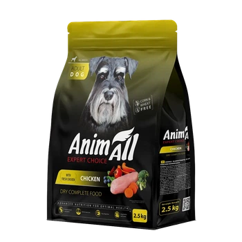 Полнорационный сухой корм AnimAll для взрослых собак всех пород, со свежей курицей, 2.5 кг (5902706511536)