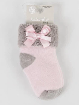 Детские махровые носки для девочки Katamino Baby с бантиком Светло-розовые 19-21 / 6-12 мес.