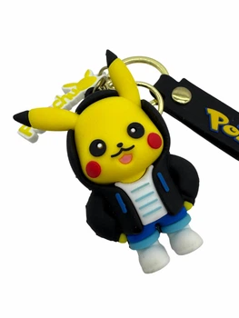 Брелок Пікачу в худі Pokemon 6 см - гумовий брелок для ключів, сумки та рюкзака (3001039)