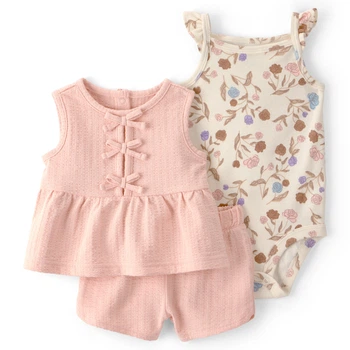 Комплект Carter's 3в1 боди, майка, шорты для девочки 55-61 см (1U584810_3M)