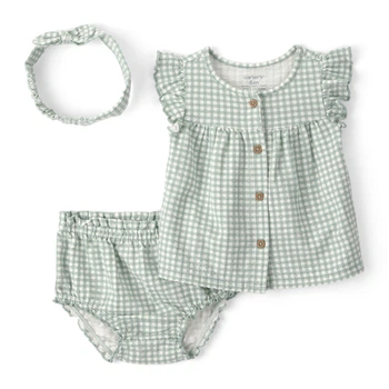 Комплект Carter's 3в1 блуза, шорты, повязка для девочки 55-61 см (1U591410_3M)