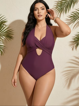 Женский слитный купальник халтер с утягивающим эффектом Plus Size Diamond FJ742322 2XL