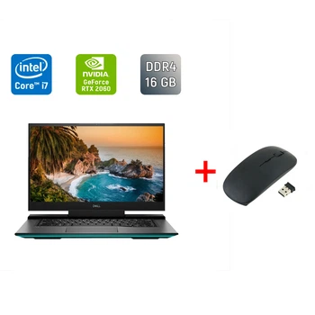 Ігровий ноутбук Б-клас Dell G7 7500 / 15.6" (1920x1080) IPS / Intel Core i7-10750H (6 (12) ядер по 2.6 - 5.0 GHz) / 16 GB DDR4 / 1000 GB SSD / nVidia GeForce RTX 2060, 6 GB GDDR6, 192-bit / WebCam / Windows 10 б/в + Подарунок Бездротова миша / USB