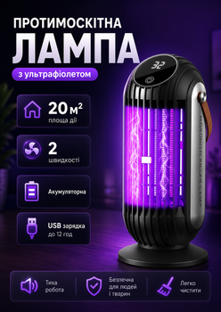 Лампа антимоскитная электрическая ловушка для насекомых Anex до 20 метров Черная