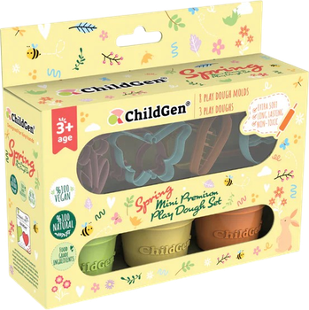 Naturalna ciastolina ChildGen Natural Playdough - Wiosna z foremkami 3 szt. (0744504668389)