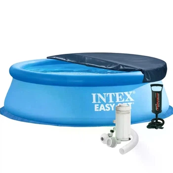 Басейн надувний Intex 28110-5 синій 244 х 76 см круглий з ПВХ на 2419 л з підстилкою насосом фільтром 2006 л/год та тентом (9-163-28110-5)