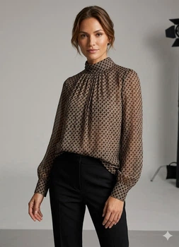Блуза H&M 38 Черный 0768465_кружочки