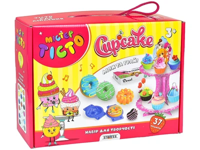 Набір для творчості тісто для ліплення Mister Tisto Cupcake, з формами та стендом, в коробці