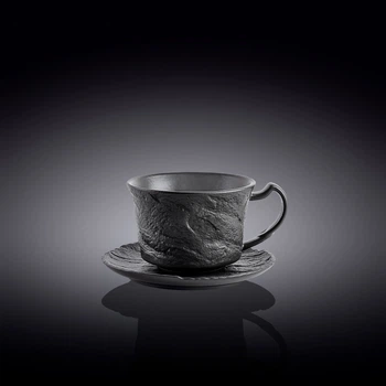 Чашка кофейная с блюдцем Wilmax Slatestone Black 110 мл (WL-661150 / AB)