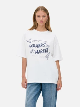 Футболка Primark білий з принтом темно-синій QOSGY384 XL