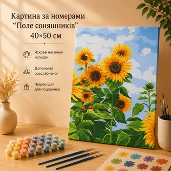 Картина по номерам "Поле подсолнухов" 40×50 см