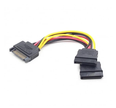 Кабель-розгалужувач живлення SATA Power 15 Pin 1 - на 2 для HDD, SSD та комплектуючих ПК (00216)