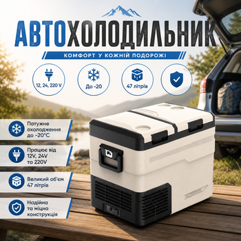 Двухкамерный компрессорный автохолодильник Alpicool TGS45 (47 литров) Переносной автомобильный холодильник для путешествий 12, 24, 220 В Туристическая портативная морозильная камера до - 20