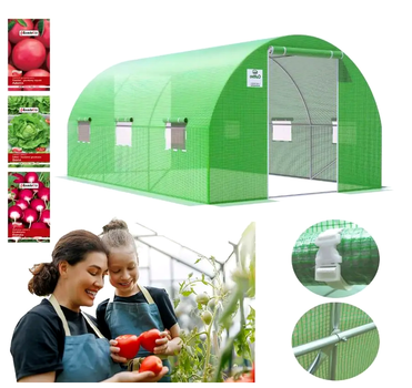 Теплица 3 х 4,5 м с двойными дверями для дачи 13,5 м² зеленая Cultivo CS-0318