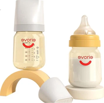 Пляшечка для годування Evorie Baby з PPSU з широким горлом 160 мл сіра (0-1 місяць+)