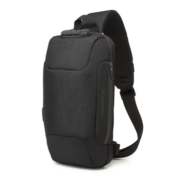 Рюкзак Wozinsky Premium на одно плечо антивор с органайзером и USB Black (5907769372186)
