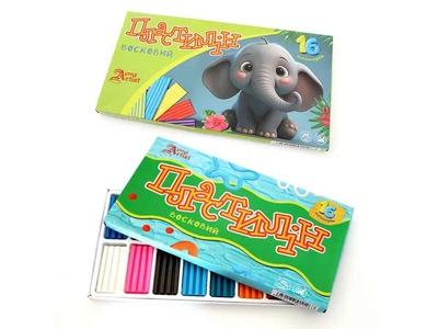 Пластилін LITTLE ARTIST 16 кольорів восковий, зі стеком, 320г