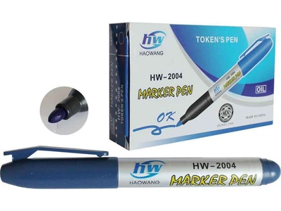 Маркер LEADER синій перманентний, 2мм круглий, HW-2004 (HL/GY-2004),