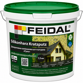 Штукатурка фасадна силіконова баранчик зерно 1.5 мм Feidal Silikonharz Kratzputz 25 кг
