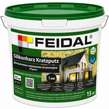 Штукатурка фасадна силіконова баранчик зерно 1 мм Feidal Silikonharz Kratzputz 15 кг