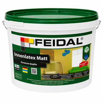 Фарба інтер’єрна латексна Feidal Innenlatex Matt глибокоматова миюча для стін і стелі 10л Біла