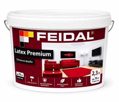 Фарба інтер’єрна акрилова Feidal Latex Premium глибокоматова миюча для стін і стелі Біла 2.3 л