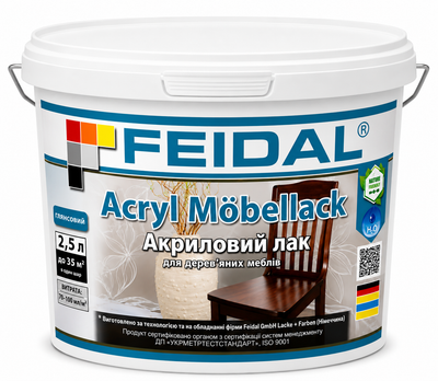 Лак меблевий глянсовий акриловий Feidal Acryl Mobellack Прозорий 2.5 л