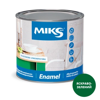 Емаль алкідна глянсова MIKS Color (Яскраво-зелений) 2,8 кг