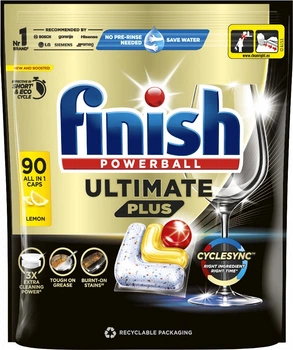 Капсулы для мытья посуды в посудомоечных машинах FINISH Ultimate Plus Lemon 90 шт (5908252011025)