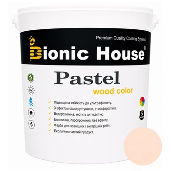 Фарба для дерева PASTEL Wood Color Bionic-House — декоративно-захисна, для фасаду, меблів і паркану 2,5л Зефір