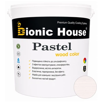 Фарба для дерева PASTEL Wood Color Bionic-House — декоративно-захисна, для фасаду, меблів і паркану 0,8л Арктік