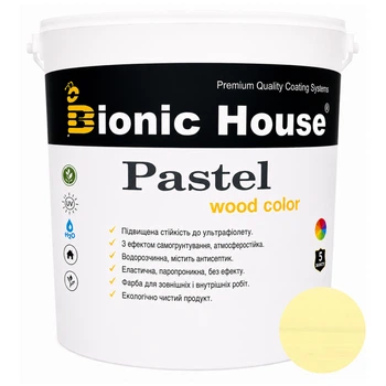 Фарба для дерева PASTEL Wood Color Bionic-House — декоративно-захисна, для фасаду, меблів і паркану 0,8л Цитрус