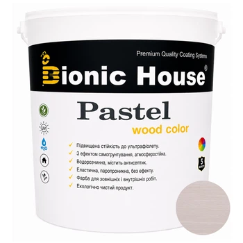 Фарба для дерева PASTEL Wood Color Bionic-House — декоративно-захисна, для фасаду, меблів і паркану 0,8 л Грей
