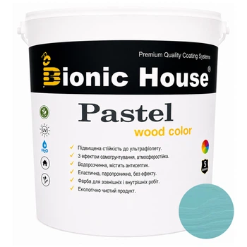 Фарба для дерева PASTEL Wood Color Bionic-House — декоративно-захисна, для фасаду, меблів і паркану 0,8л Бірюза