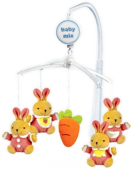 Карусель на ліжечко Baby Mix з плюшевими кроликами 01105 (5907704011057)
