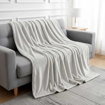 Покривало велюрове однотонне Comfort (світло-сіре) 200х230 см