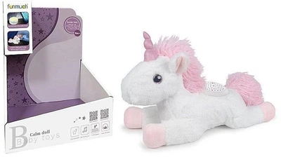 Проєктор-іграшка плюшева Adar Єдиноріг з тихою музикою White-Pink 63183 (5901271631830)