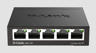 Комутатор D-Link (DGS-105/E) 5-port 10/100/1000Base-T Unmanaged Metal Desktop Gigabit Switch