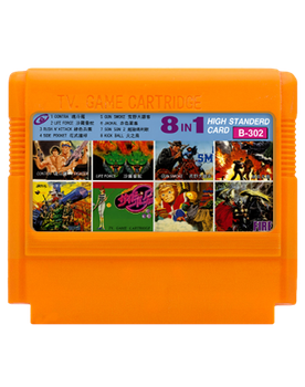 Збірник Ігор RMC Famicom Dendy 8 in 1 B-302 Contra, Life Force, Rushn Attack, Side Pocket, Gun Smoke, Jackal, Saiyuuki, Hi no Tori 90х TV Game Англійська Версія Тільки Картридж Б/У