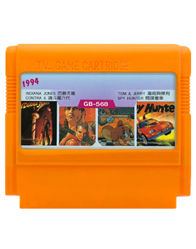 Збірник Ігор RMC Famicom Dendy 4 in 1 Young Indiana Jones, Contra Force 6, Tom and Jerry, Spy Hunter GB-568 90х TV Game Англійська Версія Тільки Картридж Б/У